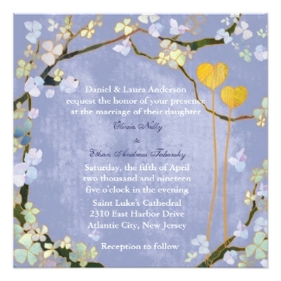 Rustic Powder Blue Floral Wedding Invitation