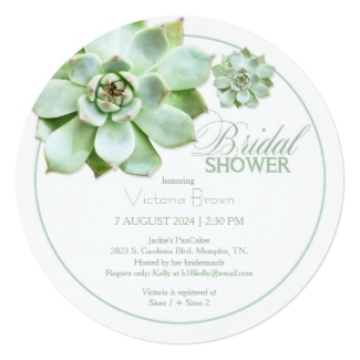 Sage green succulents bridal shower invitation