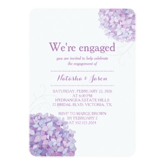 Hydrangea flowers engagement invitation